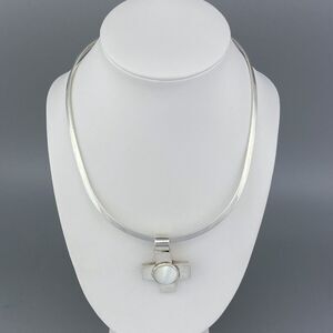 Tiger Lily Sterling Silver Mexico Cross White Selenite Pendant Necklace 17"